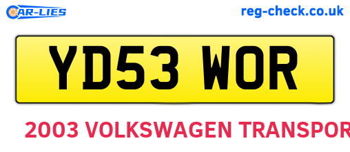 YD53WOR are the vehicle registration plates.