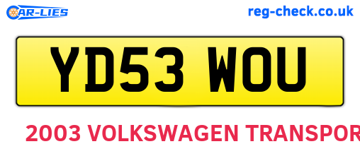 YD53WOU are the vehicle registration plates.