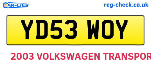 YD53WOY are the vehicle registration plates.