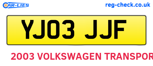 YJ03JJF are the vehicle registration plates.