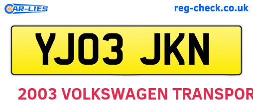 YJ03JKN are the vehicle registration plates.