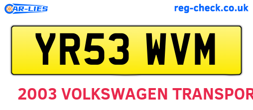 YR53WVM are the vehicle registration plates.