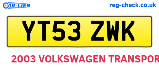 YT53ZWK are the vehicle registration plates.