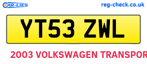 YT53ZWL are the vehicle registration plates.