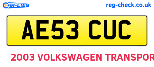 AE53CUC are the vehicle registration plates.