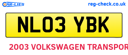 NL03YBK are the vehicle registration plates.
