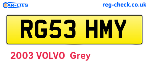 RG53HMY are the vehicle registration plates.