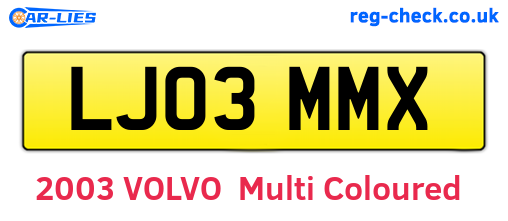 LJ03MMX are the vehicle registration plates.