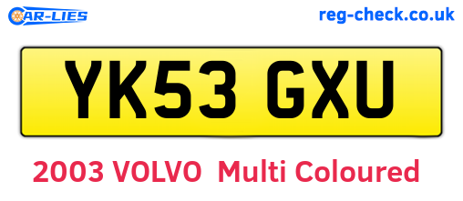 YK53GXU are the vehicle registration plates.