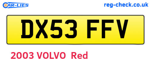 DX53FFV are the vehicle registration plates.