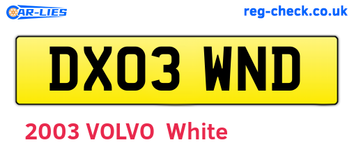 DX03WND are the vehicle registration plates.
