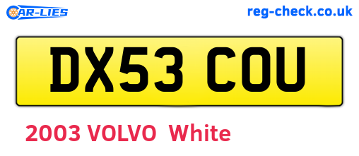 DX53COU are the vehicle registration plates.