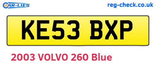 KE53BXP are the vehicle registration plates.