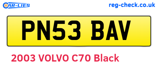 PN53BAV are the vehicle registration plates.