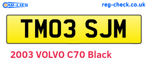 TM03SJM are the vehicle registration plates.
