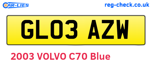 GL03AZW are the vehicle registration plates.