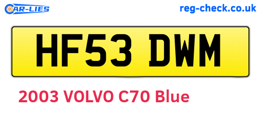 HF53DWM are the vehicle registration plates.