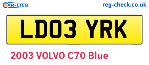 LD03YRK are the vehicle registration plates.