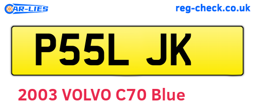P55LJK are the vehicle registration plates.