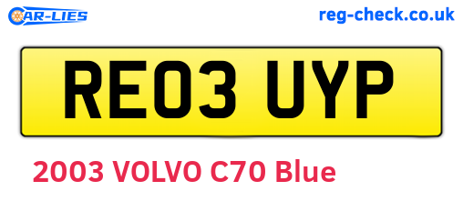 RE03UYP are the vehicle registration plates.