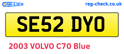SE52DYO are the vehicle registration plates.