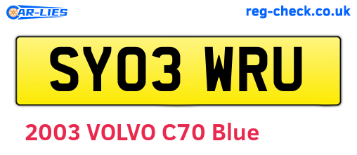 SY03WRU are the vehicle registration plates.
