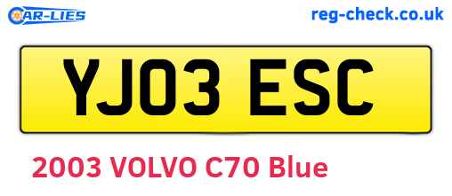 YJ03ESC are the vehicle registration plates.