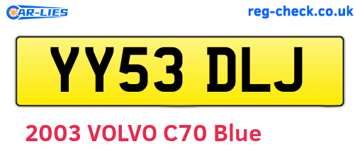 YY53DLJ are the vehicle registration plates.