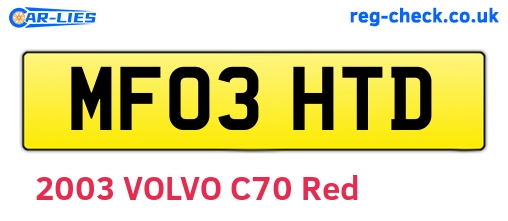 MF03HTD are the vehicle registration plates.