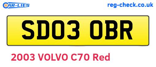 SD03OBR are the vehicle registration plates.