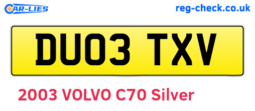 DU03TXV are the vehicle registration plates.