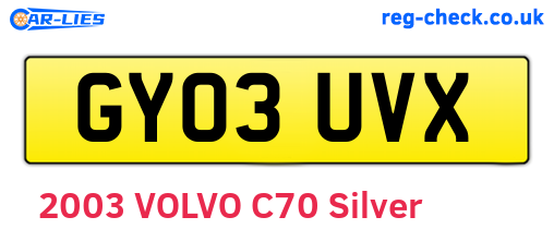 GY03UVX are the vehicle registration plates.