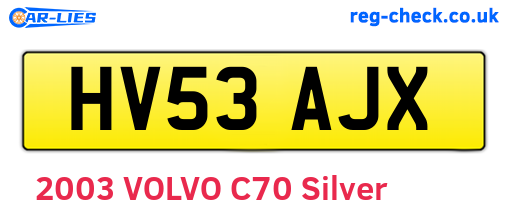HV53AJX are the vehicle registration plates.