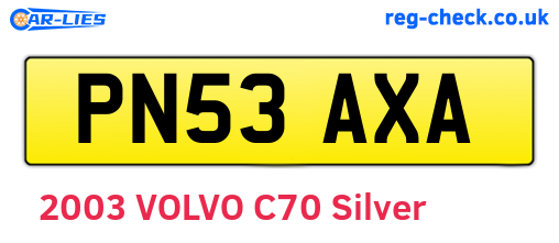PN53AXA are the vehicle registration plates.