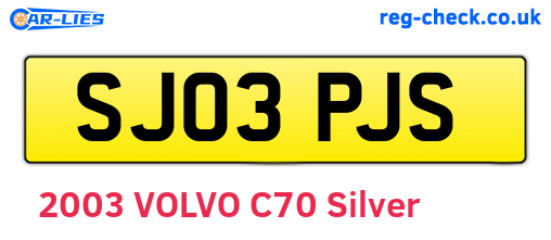 SJ03PJS are the vehicle registration plates.