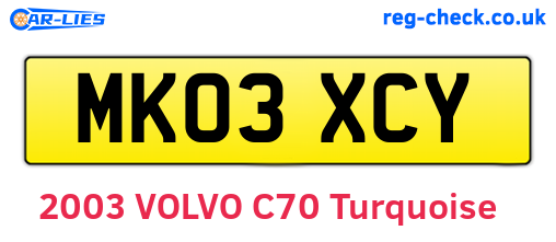 MK03XCY are the vehicle registration plates.