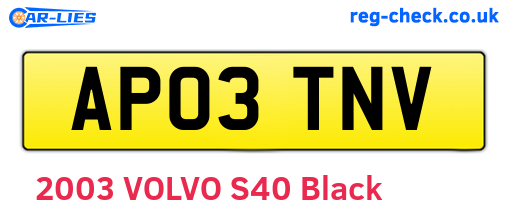AP03TNV are the vehicle registration plates.