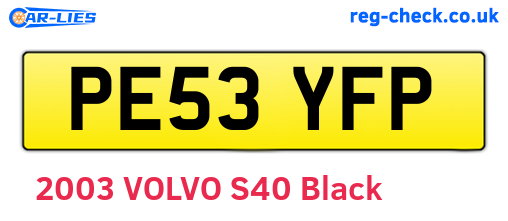 PE53YFP are the vehicle registration plates.