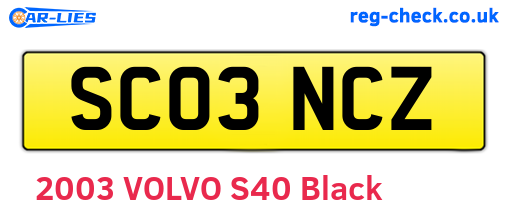 SC03NCZ are the vehicle registration plates.