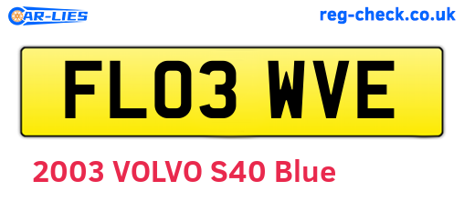 FL03WVE are the vehicle registration plates.