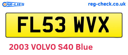 FL53WVX are the vehicle registration plates.