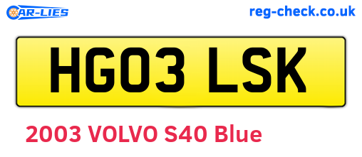 HG03LSK are the vehicle registration plates.