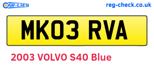 MK03RVA are the vehicle registration plates.
