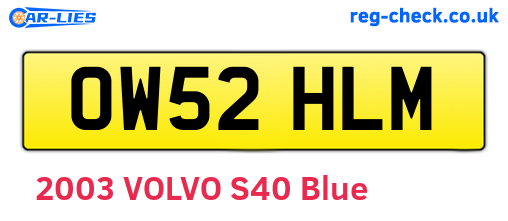 OW52HLM are the vehicle registration plates.