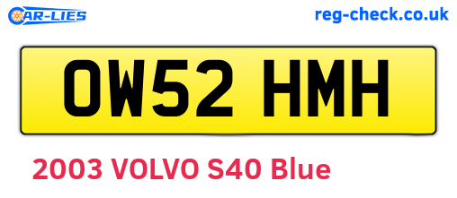 OW52HMH are the vehicle registration plates.