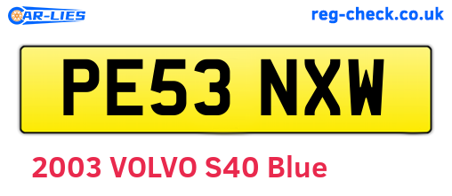 PE53NXW are the vehicle registration plates.