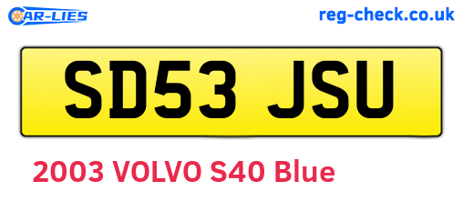 SD53JSU are the vehicle registration plates.