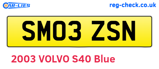 SM03ZSN are the vehicle registration plates.