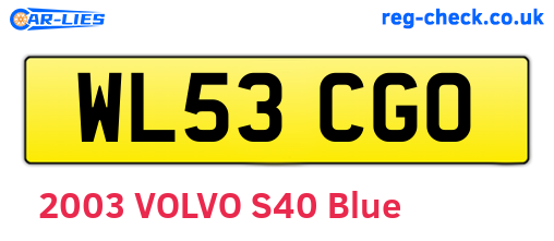 WL53CGO are the vehicle registration plates.