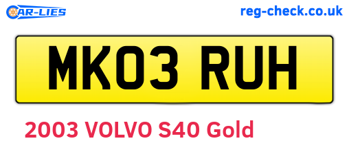 MK03RUH are the vehicle registration plates.